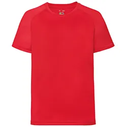 Fruit of the Loom Performance T Kids Kinder T-Shirt Sport Shirt Fitness NEU, rot, 116