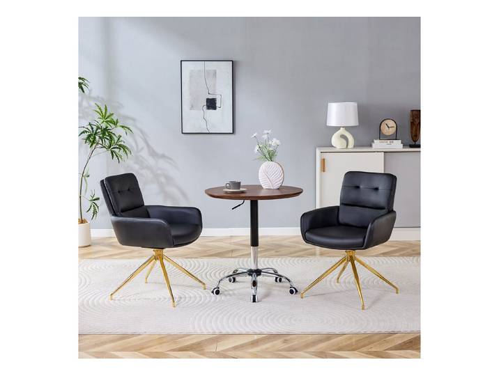 OKWISH Esszimmerstuhl Polsterstuhl Wohnzimmerstuhl (2-Stück Drehstuhl im leichten Luxus-Design, mit 360° Rotation, leder & Metallgestell)