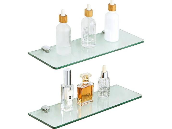 Étagère Murale SAYAYO 2 Pcs en Verre Trempé 7mm - Support Robuste Transparent