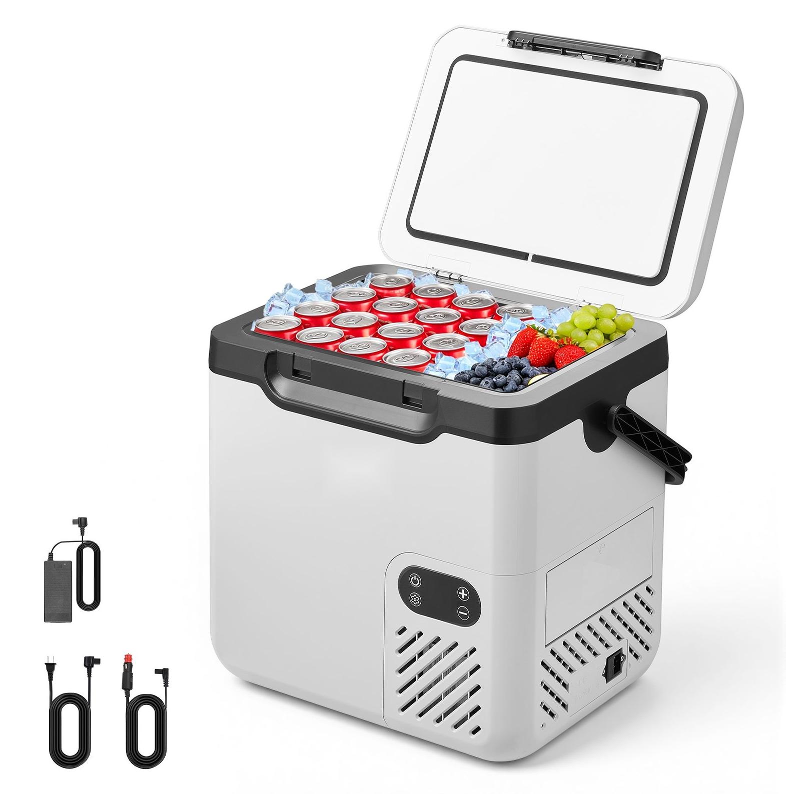 Kompressor Kühlbox 18 L - Elektrische Auto Kühlbox - Temperaturbereich -20°C bis 20°C - 12/24 V DC & 100-240 V AC - Tragbare Camping Kühlbox für Auto, Lkw, Wohnmobil, Boot