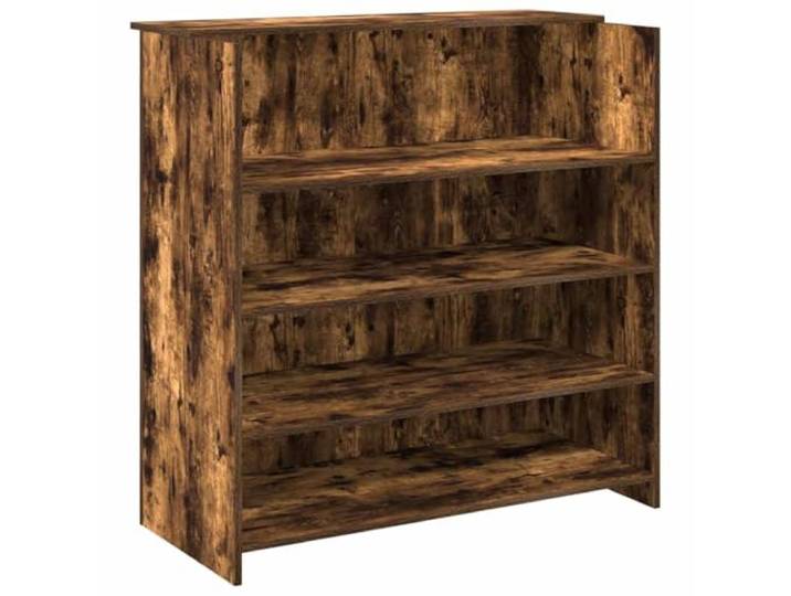 Empfangsschreibtisch aus Verbundholz, Finish Eiche Rauch, 100 x 50 x 103,5 Home Theke mit Regalen, robustes Holzwerkstoff, vielseitiges Design für professionelle Räume, Befestigung
