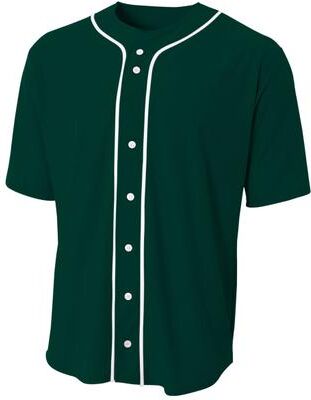 A4 N4184 Athletic Ss Full Button Baseball Top in Forest Green size Medium   Cotton/Polyester Blend A4N4184