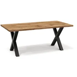 BIG Möbel GmbH Gastro Esstisch 160x90 cm | Eiche Rom Natur | X-Gestell Stahl