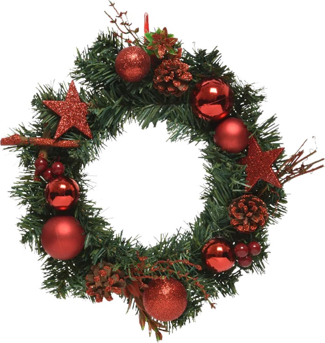 Everlands Decoratieve Kerstkrans Groen/Rood ø30 cm