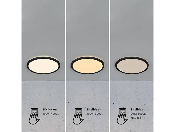 Nordlux LED Deckenleuchte Oja 29, schwarz, für Badezimmer, Kunststoff