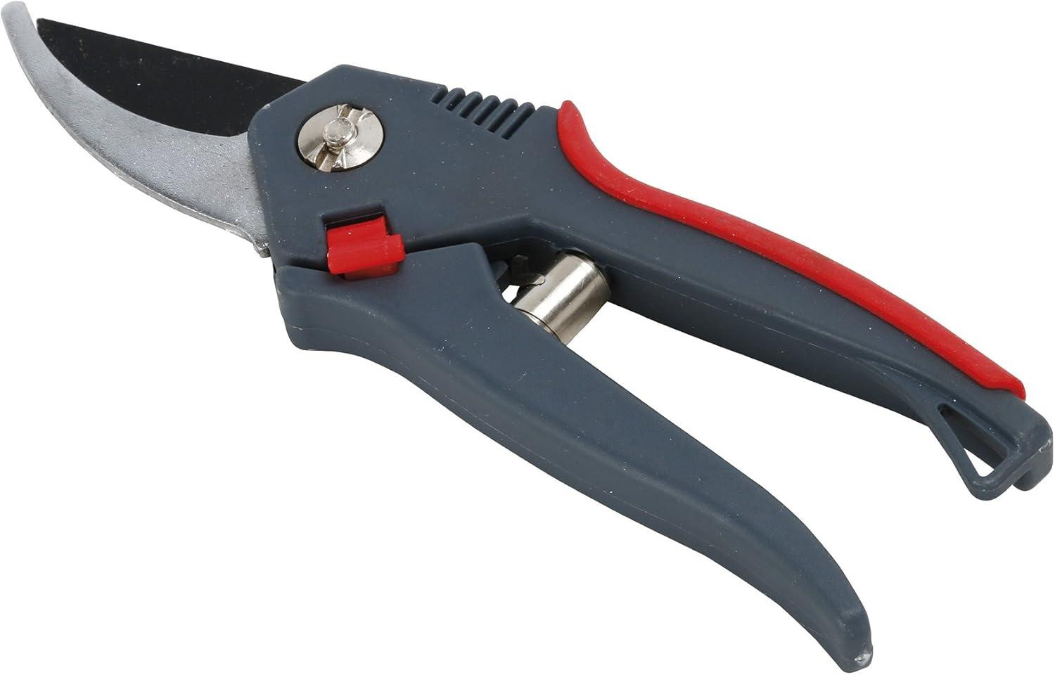 Ergonomische tuinschaar met dubbel materiaal handgreep grijs/rood voor nauwkeurig knippen