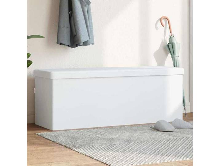 Banc de rangement pliable blanc PVC 374907