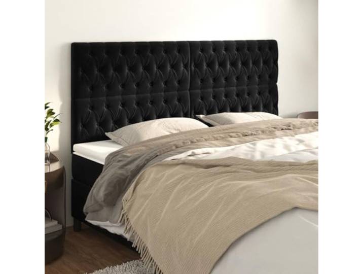 RJPLMFV Kopfteil für Bett, Samt, Schwarz, 200 cm Höhenverstellbar, stabile Holzfüße, Rückenstütze, für Doppelbetten