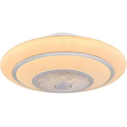 Deckenventilator mit Licht und Fernbedienung Deckenlampe Ventilator Deckenleuchte Sterneneffekt Tageslichtleuchte, CCT, Metall, weiß, 1x LED 24 Watt 1400 lm 3000-6000, D 60 cm