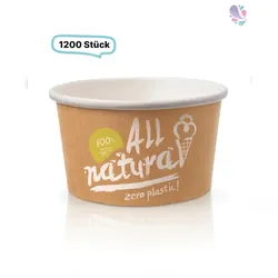 Blanc HYGIENIC Eisbecher Zero Plastic 230ml, 1.260 Stück, recycelbar, aus natürlichem Papier ohne Kunststoffbeschichtung