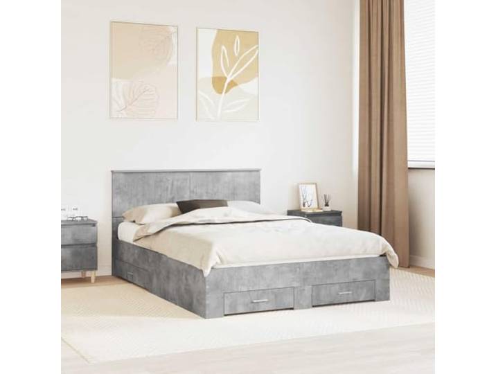 RJPLMFV Bettgestell, Beton, 140 x 200 cm, Holz, Technik Mit Aufbewahrungsschubladen, inklusive Latten, modernes Design, einfache Reinigung