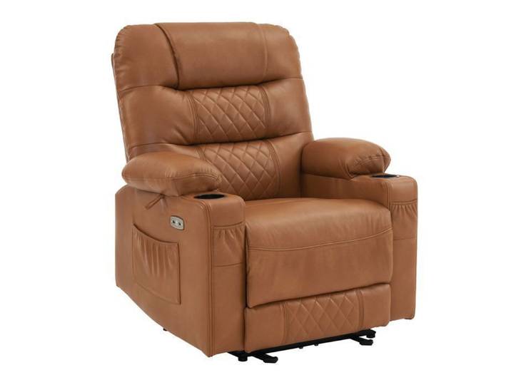 M MCombo Fauteuil relax avec fonction chaise longue Fauteuil TV réglable électriquement similicuir respirant 7033BR Marron