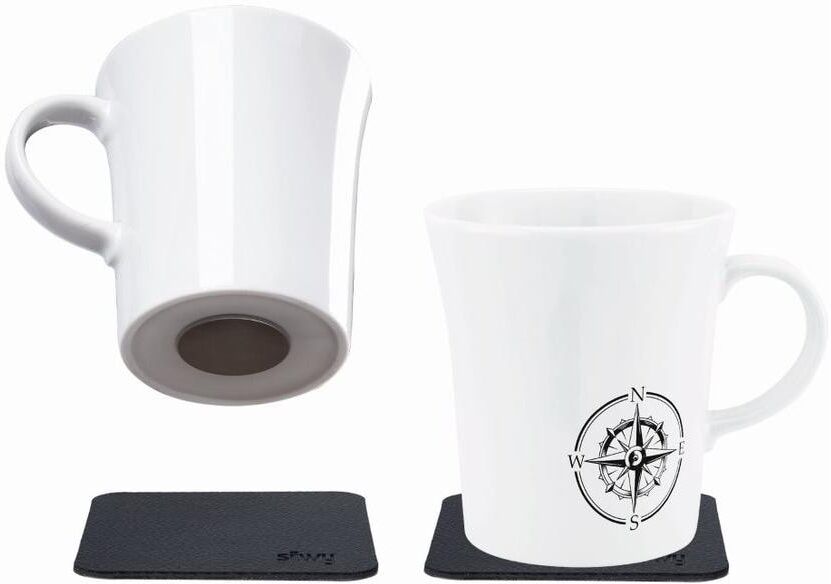 Tasse "Porzellan Set", schwarz-weiss (schwarz, weiß), SILWY MAGNETIC SYSTEM, Trinkgefässe, 270ml, Porzellan, Tasse schwarz, weiß 270ml