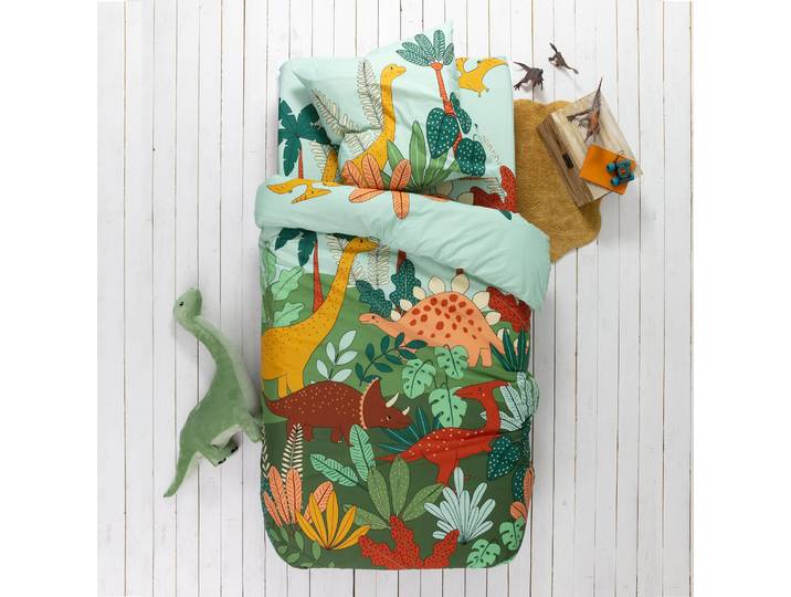 Linge de lit enfant Jurassi imprimé dinosaure - coton 57 fils/cm² - Blancheporte