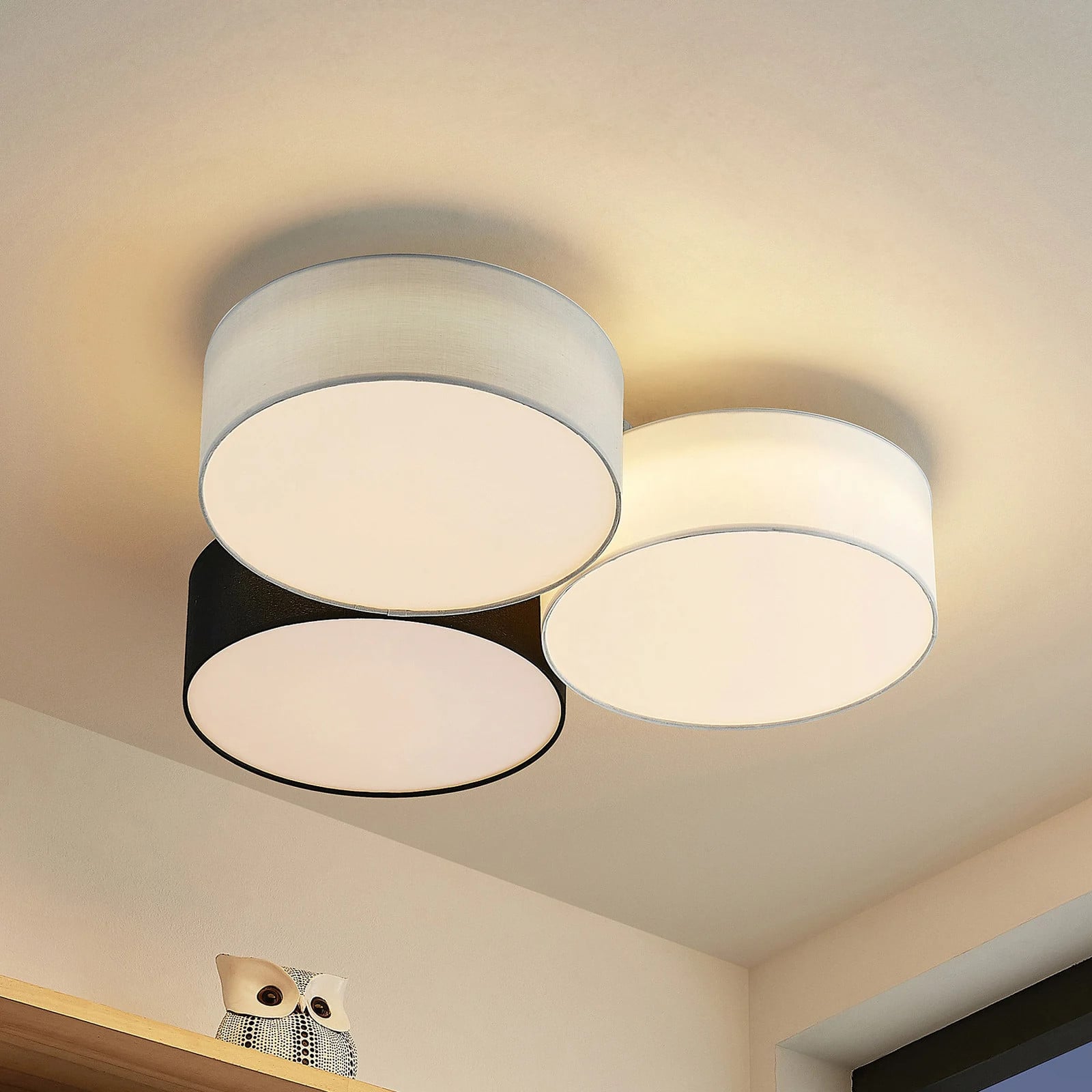 Lindby Janita Modern LED Plafondlamp - Grijs, Zwart, Wit - Dimbaar