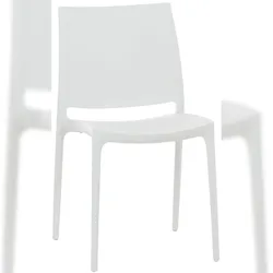 Décoshop26 - Stapelbarer schlichter weißer Kunststoff-Gartenstuhl 10_0000012