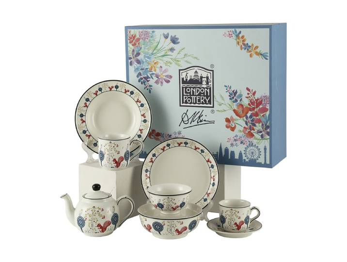 London Pottery – vaisselle complète en céramique, ensemble de couverts portables, assiettes, ensemble de table à manger, théière, tasse, bol, ustensiles pour la cuisine