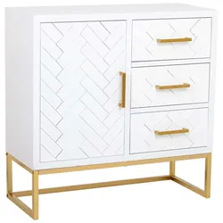 KOMMODE mit 1 tür und 3 schubladen aus holz und metall 80x34x80 cm
