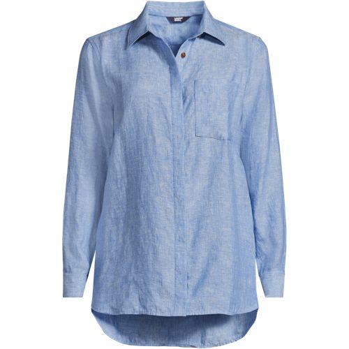 Premium Reinleinen-Bluse für Damen in Plus-Größe, Damen, size: plus, Blau, Leinen, by Lands' End