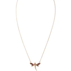 Holzkern Damen-Halskette Kindred Amethyst/Roségoldfarben Libelle