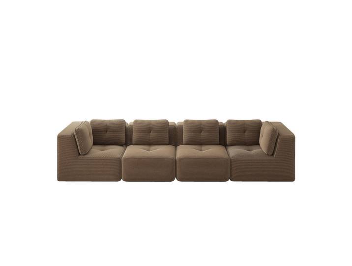 Wishdor 4-Sitzer Sofa Cord Braun Modulares Design, Rechteckig, 386x69x104 cm, Wohnzimmer, Sofas & Couches, Sofas