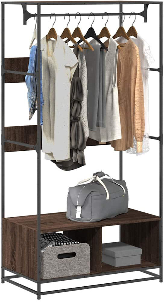 Borough Wharf Amiyaah Metal Wardrobe Brown Oak 90cm W X 50cm D