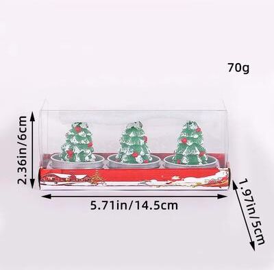 Inspire Essentials Hand Painted Christmas Decorative Candle Gift Set Romantic Holiday Candles christmas Tree
