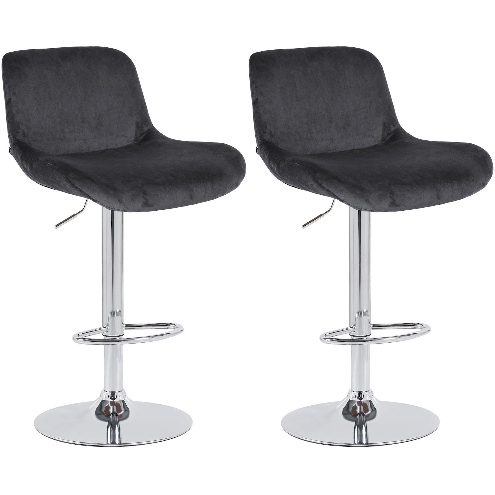 CLP 2er Set Barhocker Solon Chrom Samt Farbe: schwarz, Material: Samt