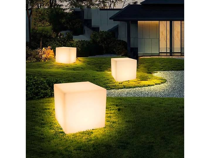Lampe cube lumineuse, éclairage solaire LED pour pelouse, éclairage extérieur, lampe non solaire, décoration de jardin extérieur, lumière de cour extérieure