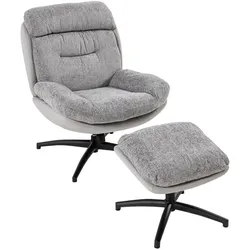 Better Home gepolsterter Drehsessel Relaxsessel mit Hocker, hellgrau