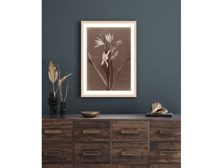 Bild mit Rahmen QUEENCE Marlies , grau (farbe rahmen: hellbraun, farbe bild(er): grau), B:50cm H:70cm T:1,5cm, Acrylglas, Holz, Bilder, Bild mit Rahmen, Premium Rahmenbild