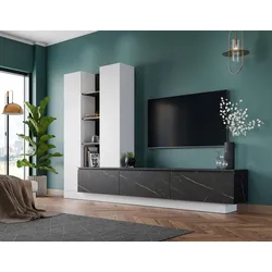 Anbauwand Modesto Weiß/Schwarz