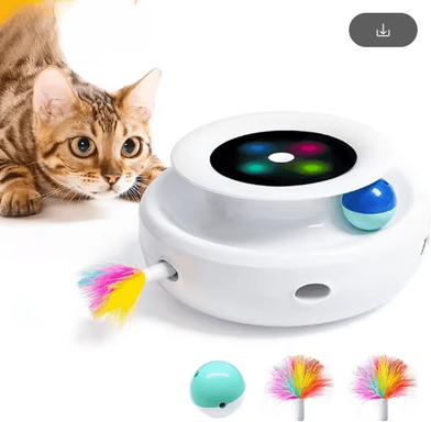 Inspire Picks PlayPounce 2 in 1 Smart Interactive Cat Toy With Automatic Feather & Rolling Ball battery