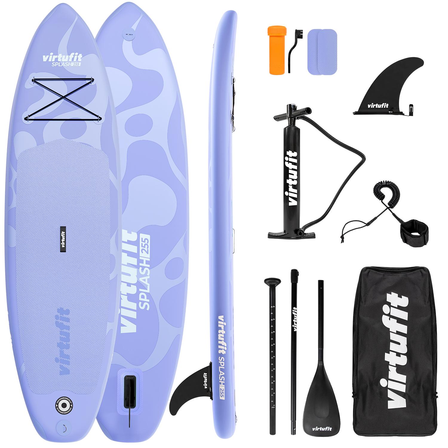 VirtuFit Splash SUP Board - Flow Lila - 255x75 cm - aufblasbar, stabil & leicht
