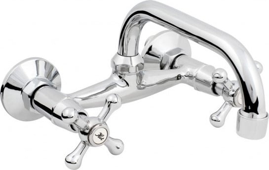 Hydroland Retro wandmengkraan met C-uitloop, 20 cm