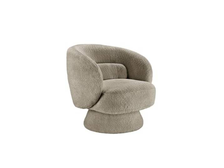 Sessel BOSSA NOVA - 76cm - taupe - Bouclé-Stoff drehbar Armlehnen Design Montiert geliefert, Rundumbezug, Schaumstoffpolsterung, hoher Komfort, Retro, angenehme Haptik, bequeme Polsterung