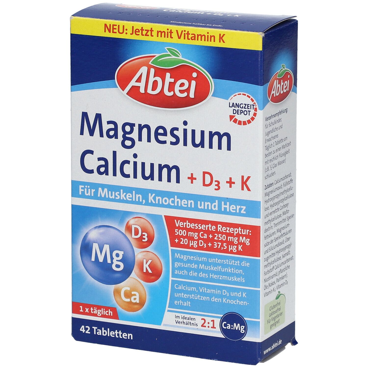 Abtei Magnesium Calcium+D+K Tabletten 42 St