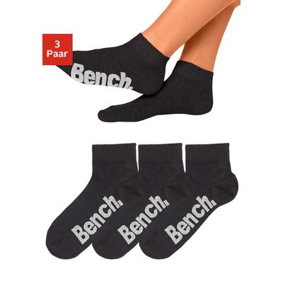 Kurzsocken BENCH. "Damen Herren Socken Kurzschaft mit Komfortbund", Damen, Gr. 39-42, schwarz, Baumwolle, Baumwollmischung, Elasthan, Polyamid, meliert, uni, elastisch, Socken, mit bequemen Rippbündchen