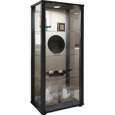 Standvitrine VCM "Holz Glas Stand Vitrine Sammelvitrine Kavisa M", schwarz, B:50cm T:38cm, Obermaterial: 100% Holz Wood., Schränke, Standvitrine