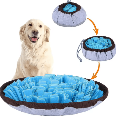 Uplift Curations Foldable Dog Sniffing Mat Washable Nosework Feeding & Training Puzzle Mat blue