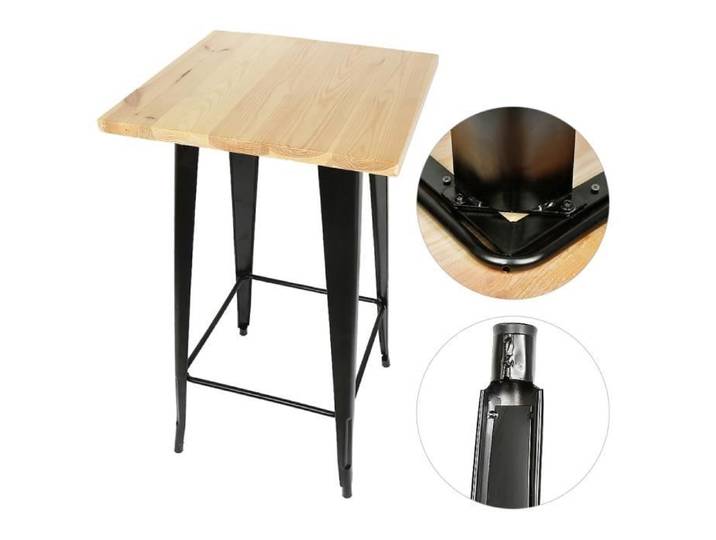 RUII Table Haute Table de Bar carrée Style Industriel 60 x 60x 103 cm