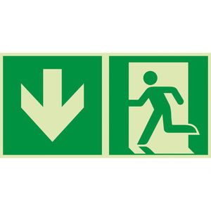 Abtec Hinweisschild ISO 7010 E001+E005, Kunststoff, 30 x 15 cm, Rettungszeichen, Notausgang
