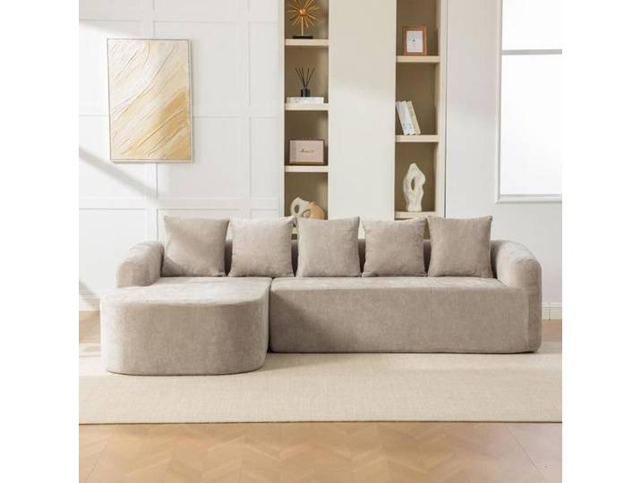Canapé modulable compressé chenille mousse 30D prêt à l'emploi confort doux gris