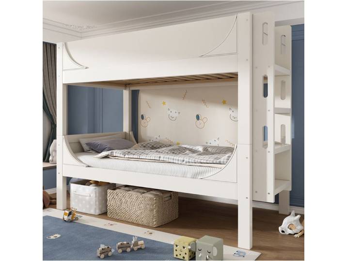 Lit superposé convertible 90 x 200 cm - blanc - échelle réversible - EN 747-1:2024