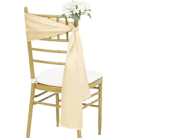 Stuhlschleifen für Hochzeiten 10/50 stücke Satin Stuhl Schärpen Bogen Hochzeit Knoten Band Krawatten for Party Event Hotel Bankett Liefert Hause Dekorationen(Champagne,50pcs)