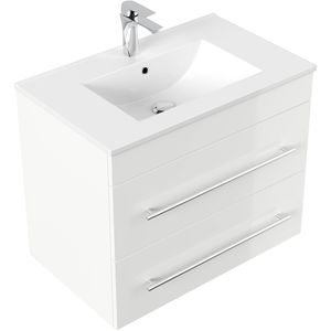 Posseik Waschtisch Artemis 750, hängend, weiß hochglanz, Einsatzwaschbecken aus Keramik, (B/H/T) 75,5 x 60 x 45 cm