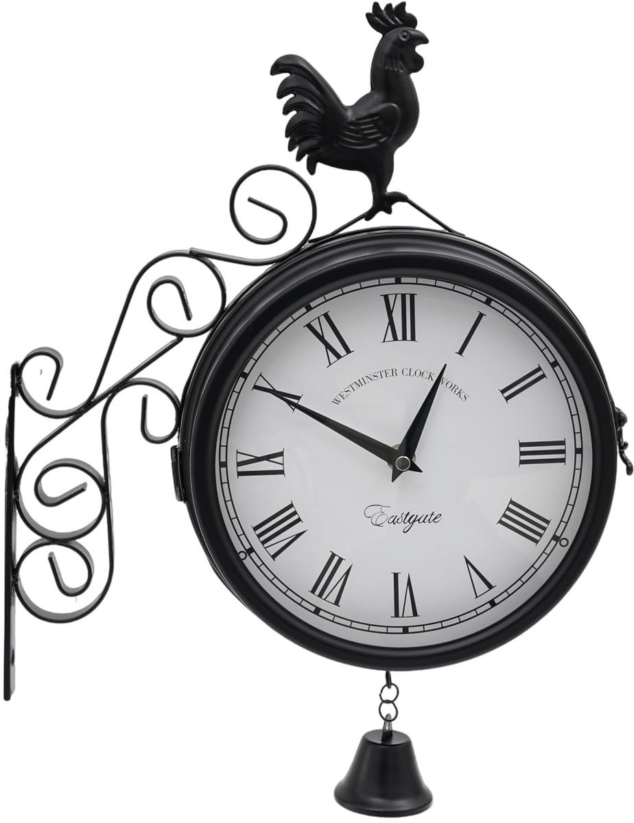 Solidchoice - Retro Dubbelzijdige Wandklok met Stille Beweging