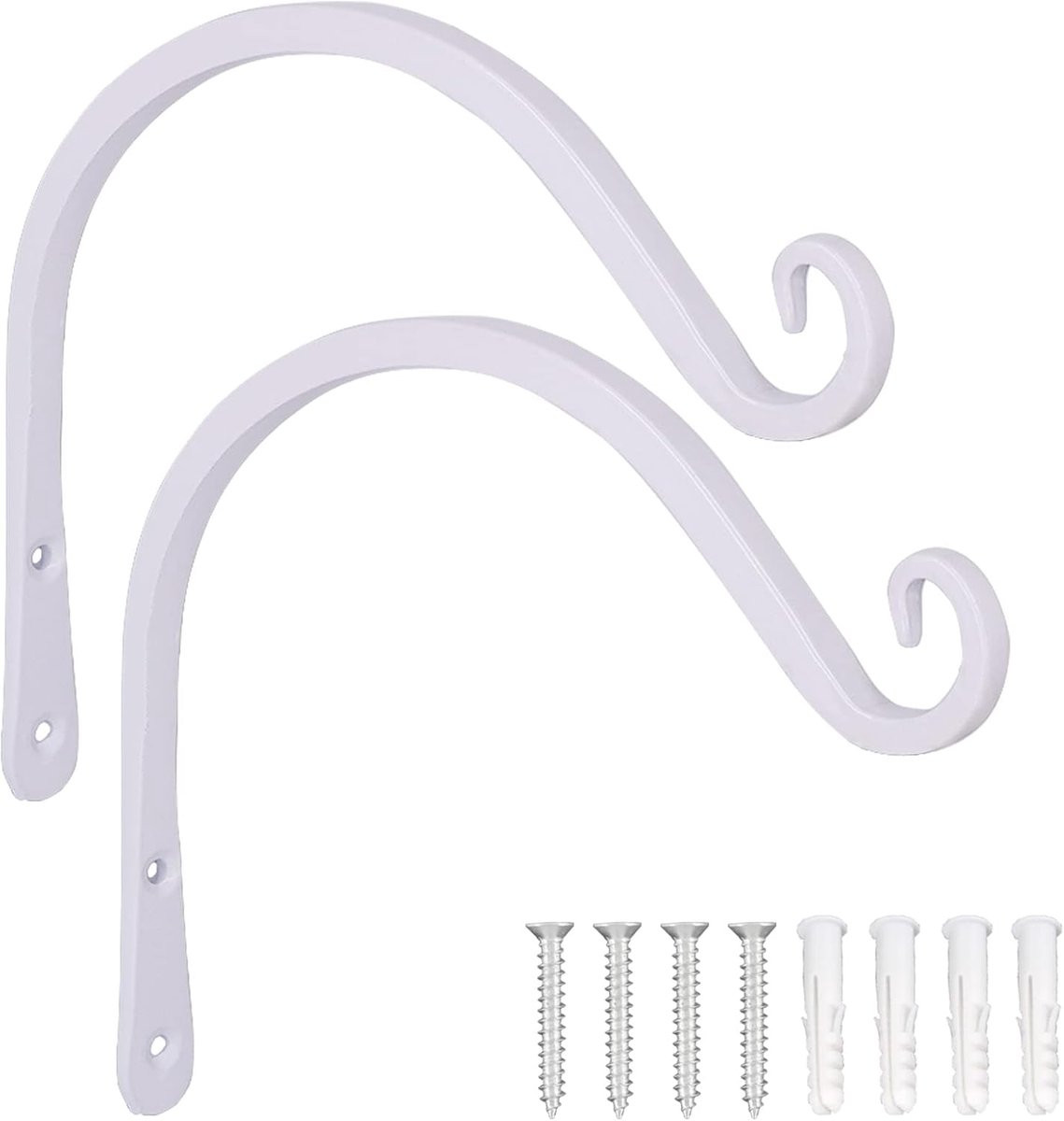 SnelShoppen Loogi Plant Holder - Minimalistische IJzeren Wandhouder met Haken - 2 stuks - Wit - 20 cm