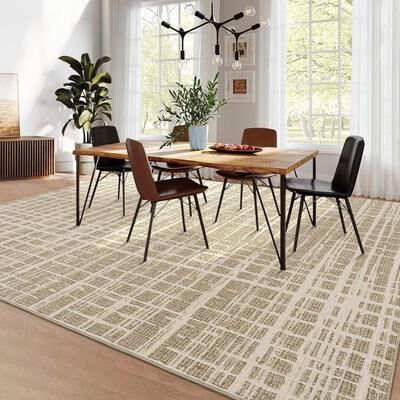 Garvee Washable Modern Geometric Crosshatch Lattice Area Rug