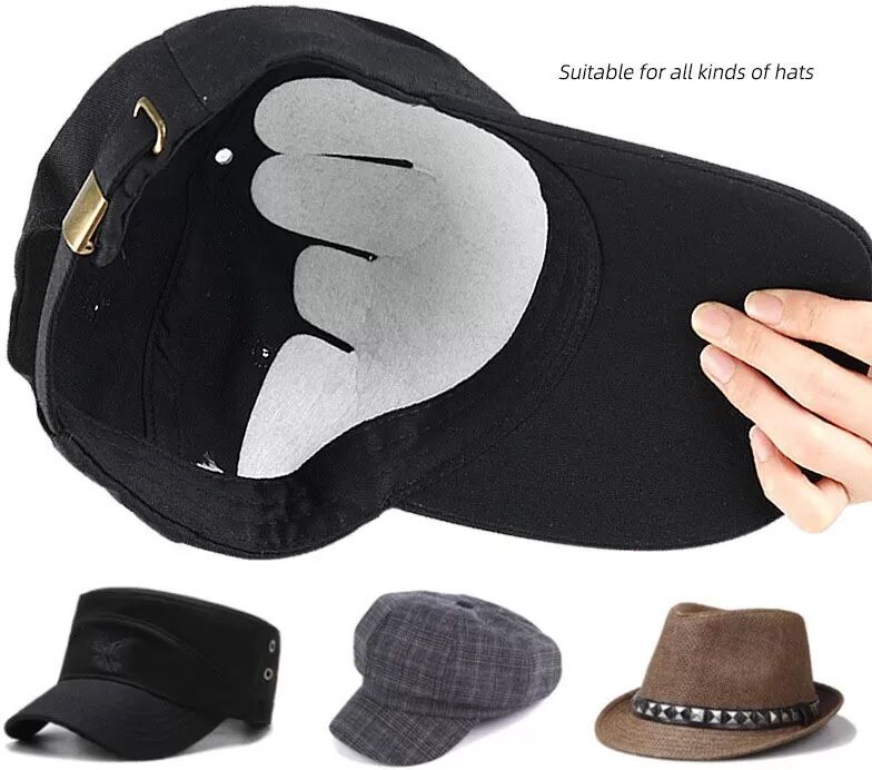 INF 10er-Packung geformte Hutkrempe-Innenfutter-Pads – Filz-Schweißabsorber für Baseballkappen und Schirmmützen Weiß
